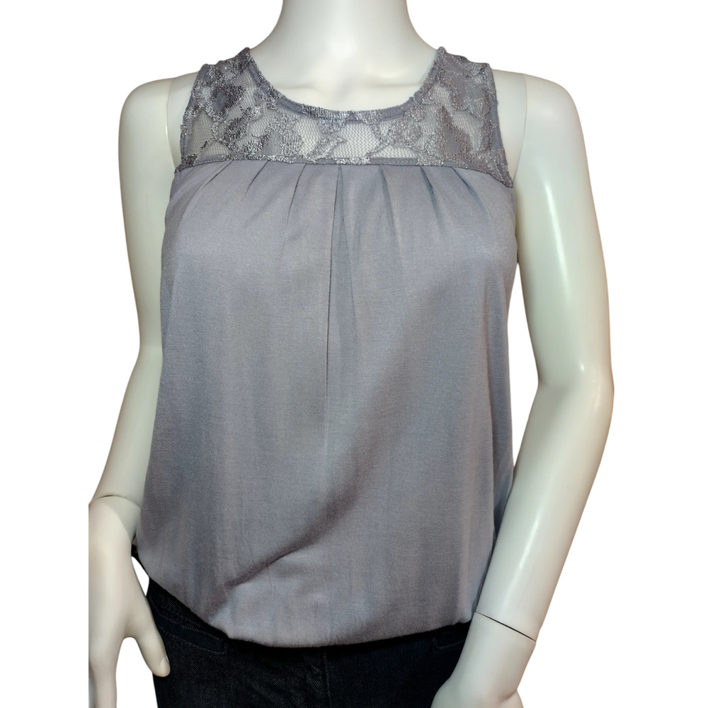 Express Womens Sleeveless Tunic Lace Blouse Gray Size Small
